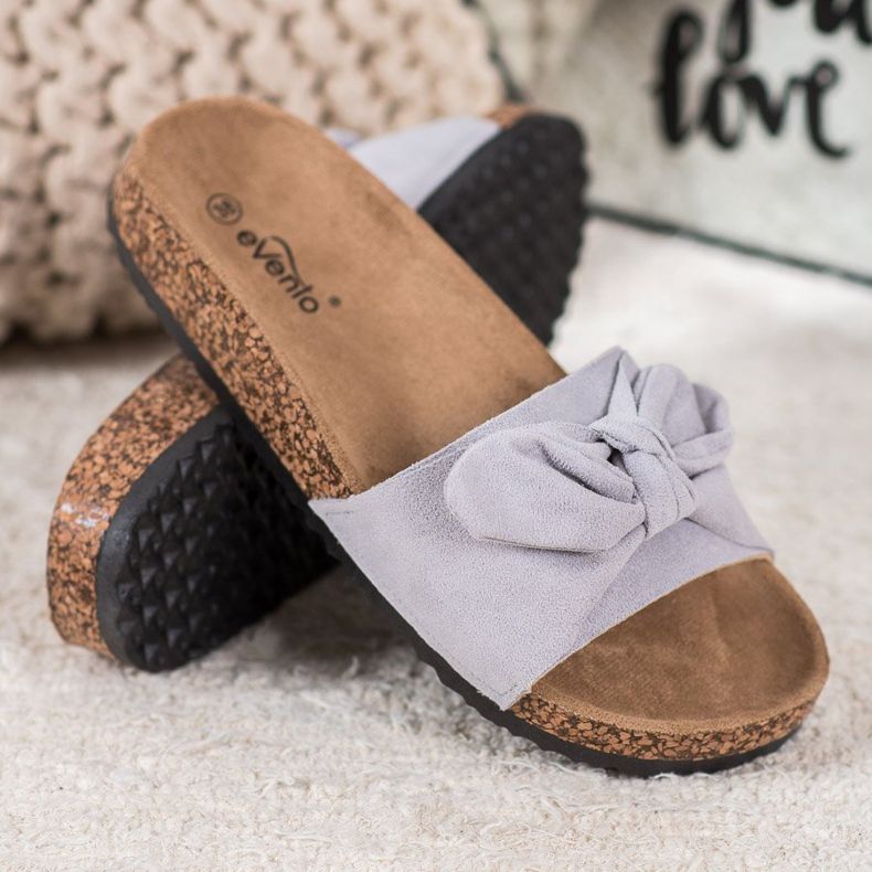 Evento Velúr papucs a platformon szürke 1