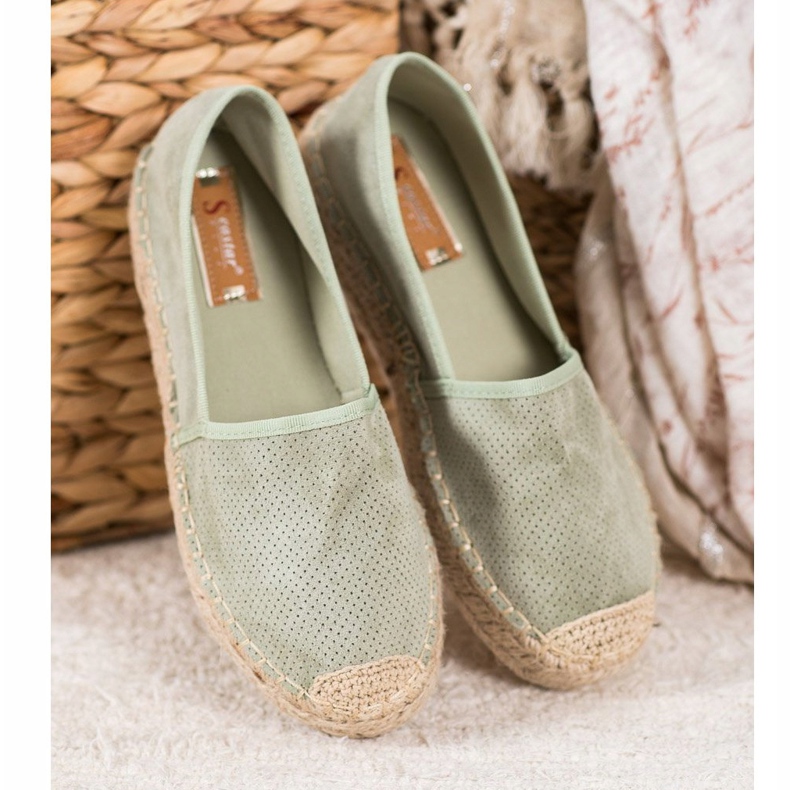 Seastar Áttört espadrillák velúrral zöld 1 Seastar Áttört espadrillák velúrral zöld 1