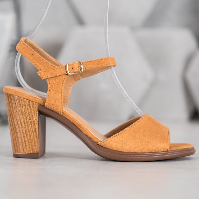 SHELOVET Camel Suede szandál barna 2