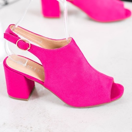 SHELOVET Klasszikus magas sarkú szandál rózsaszín 1