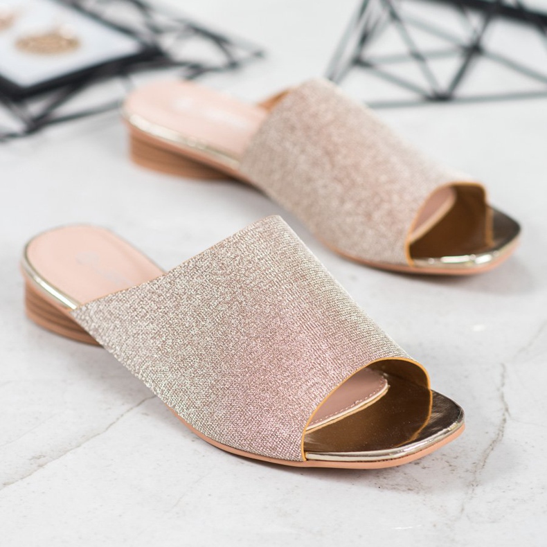 SHELOVET Elegáns papucs csillogással sárga 1