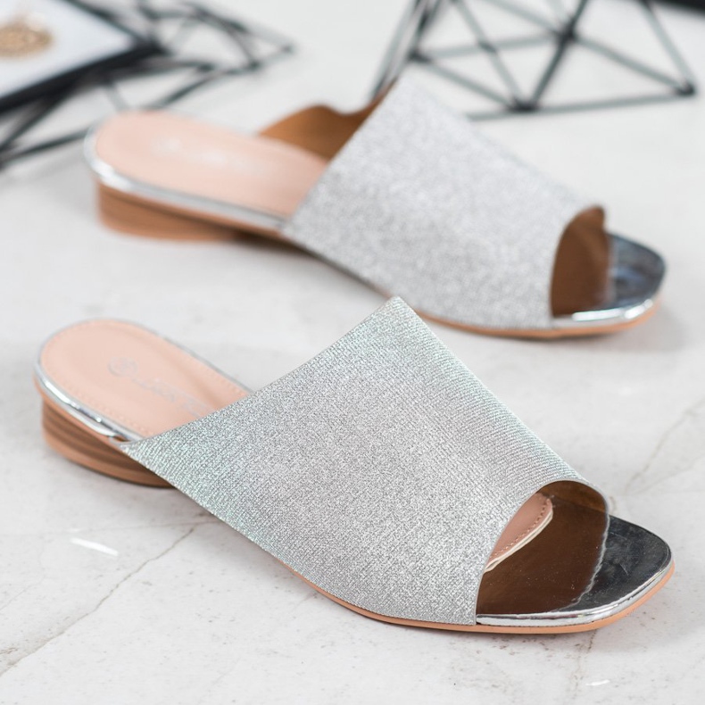 SHELOVET Elegáns papucs csillogással szürke 1