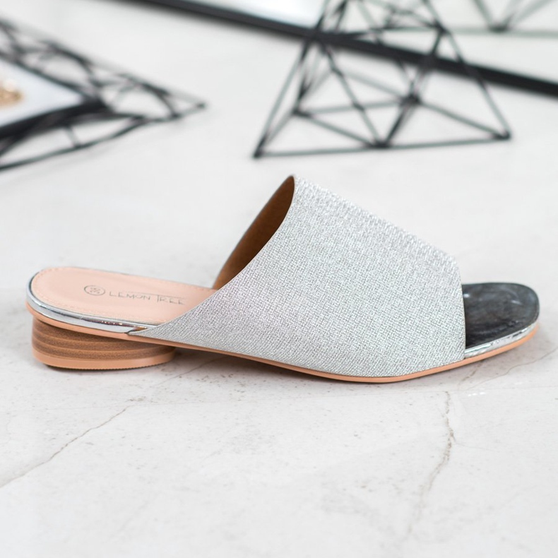 SHELOVET Elegáns papucs csillogással szürke 2