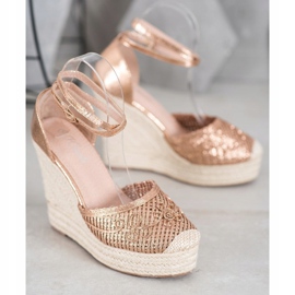 Weide Fényes Espadrilles On Wedge aranysárga 1