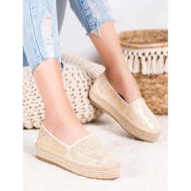 SHELOVET Fonott espadrillák a platformon sárga 2