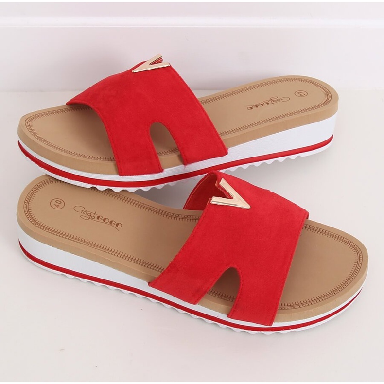 Piros Női piros papucs G-5035 Red 2