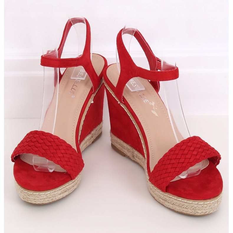 Espadrilles ékeken piros 100-937SC-1 Red 1