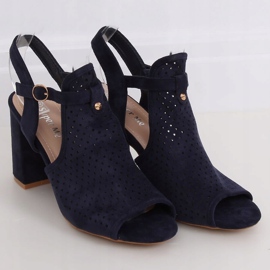 Áttört magas sarkú szandál LL79 Blue sötétkék 1