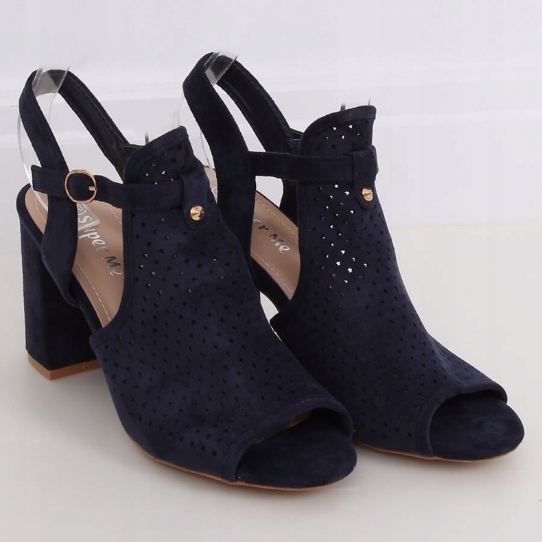 Áttört magas sarkú szandál LL79 Blue sötétkék 1