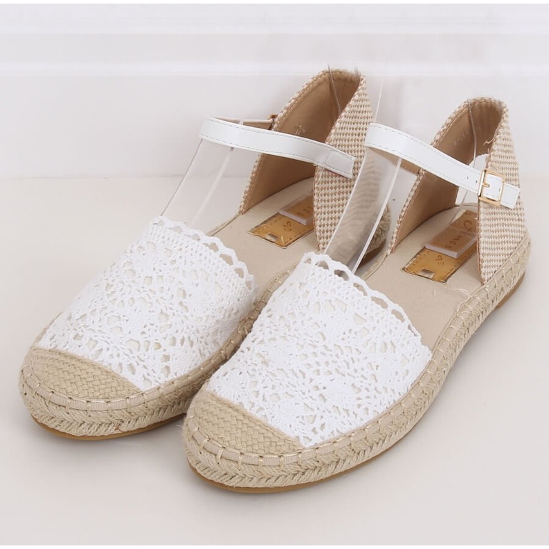 Fehér csipke espadrilles L-1067 White 1