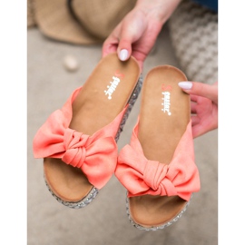 Seastar Velúr papucs dekoratív platformmal piros narancs 1