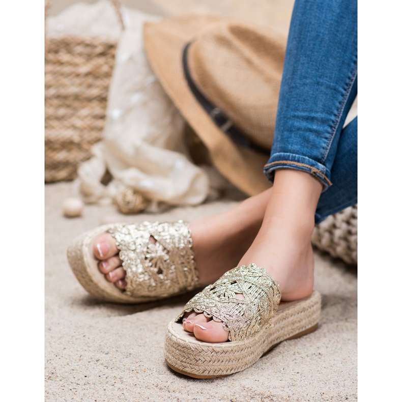 Seastar Espadrilles papucs a platformon aranysárga 1