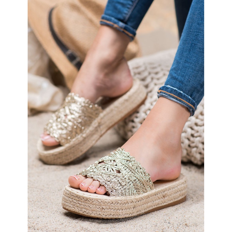 Seastar Espadrilles papucs a platformon aranysárga 2