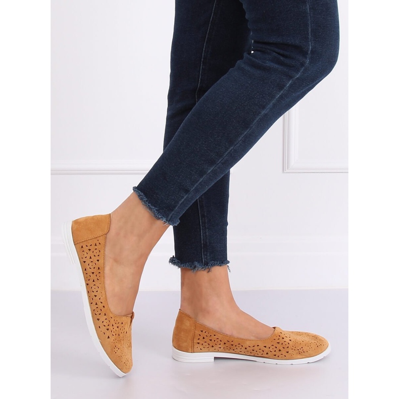 Camel ZA02P Camel áttört balerinák barna 2