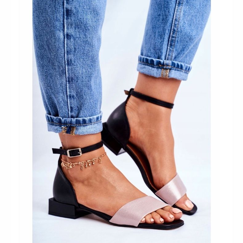 Női szandál Maciejka bőr fekete 04618-21 rózsaszín 1