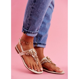 Szandál Flip-flop kristályok ellenőrzés alatt bézs aranysárga 1