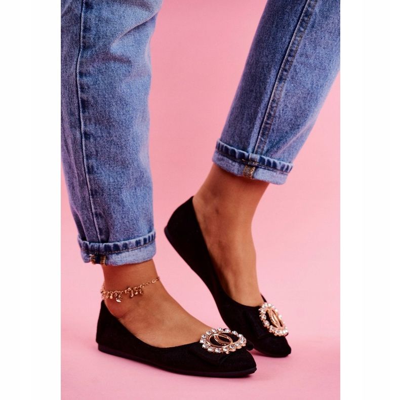 SEA Női öko-velúr fekete balerinák Montreal 1