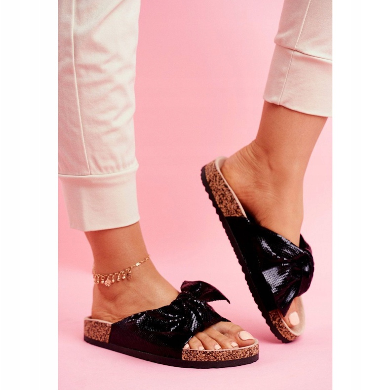 EVE Női papucs nagy íjjal Black Lovely Time fekete 1