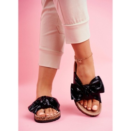 EVE Női papucs nagy íjjal Black Lovely Time fekete 2