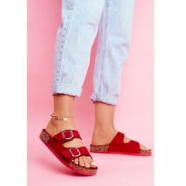 EVE Női papucs parafán, csattal Red Si Senor piros 1