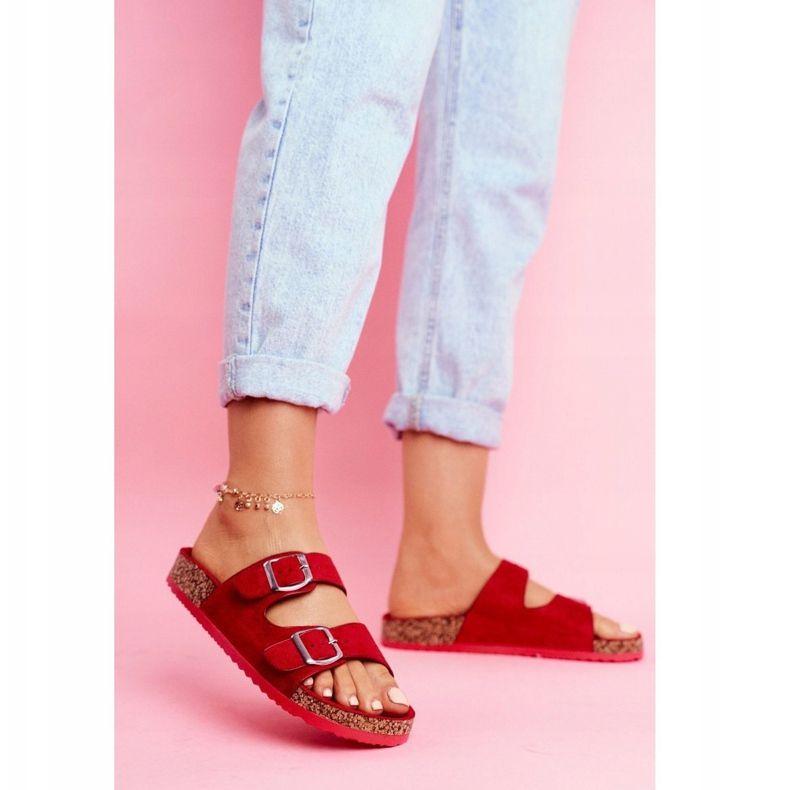 EVE Női papucs parafán, csattal Red Si Senor piros 1