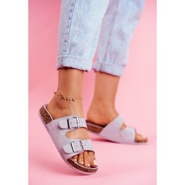 EVE Női papucs parafán, csatokkal Szürke Si Senor 2