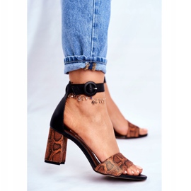 Női szandál Maciejka bőrnarancs hüllő 04235-18 / 00-5 barna fekete narancssárga 2