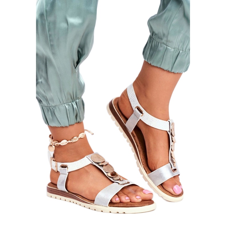 Evento női ezüst szandál 20SD14 2067 fehér szürke 3