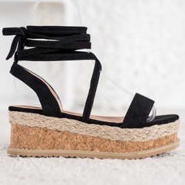 Seastar Kötve velúr szandál fekete 2