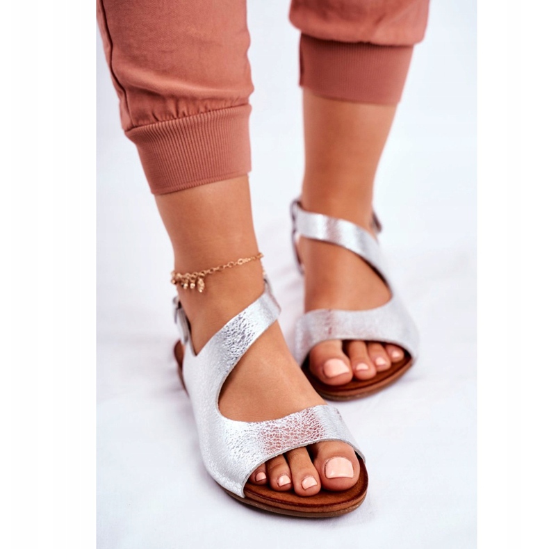 Női szandál Laura Messi bőr 1116 Snake Silver Vollare szürke 2