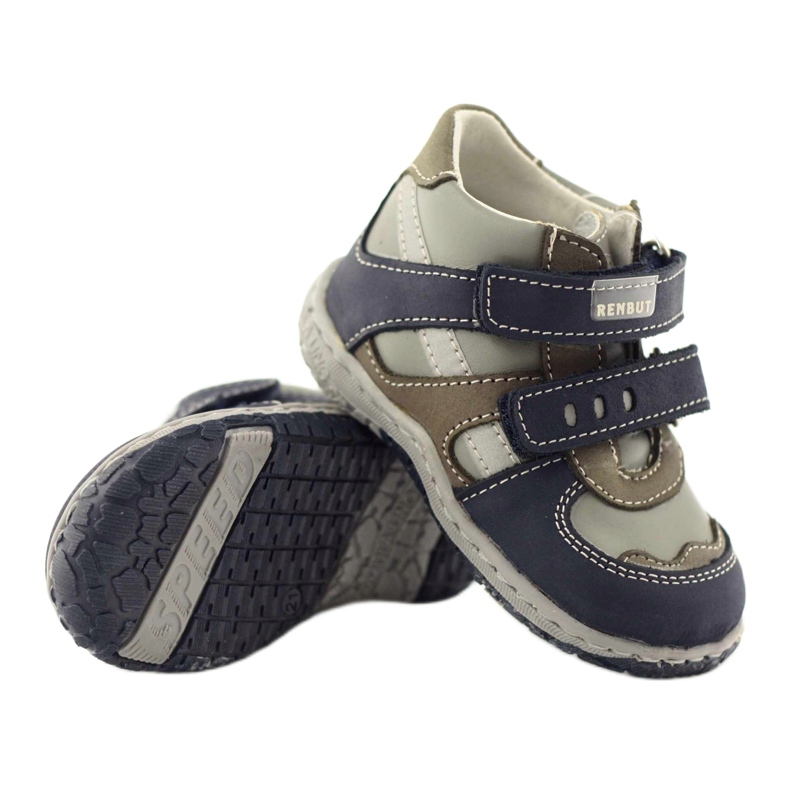 Bőr csizma Ren But 1363 sötétkék szürke 4