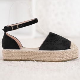 Seastar Áttört espadrillák a platformon fekete 2