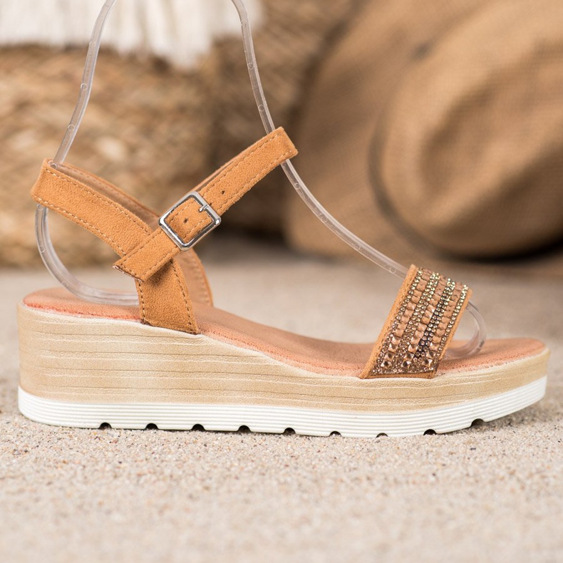 Renda Ék szandál kristályokkal barna 1