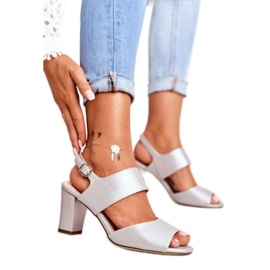 Női szandál magassarkúban Sergio Leone Silver SK778 barna szürke 1