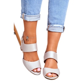 Női szandál magassarkúban Sergio Leone Silver SK778 barna szürke 3