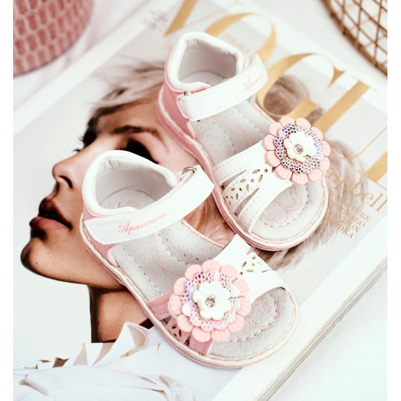 Apawwa Gyermek szandál tépőzáras rózsaszín minóval 1