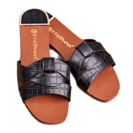 HAN Női papucs Kígyóbőr fekete esély 1