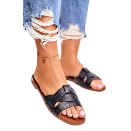 HAN Női papucs Kígyóbőr fekete esély 2