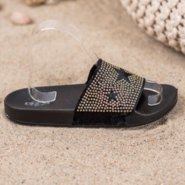 SHELOVET Velúr papucs csillagokkal fekete 2