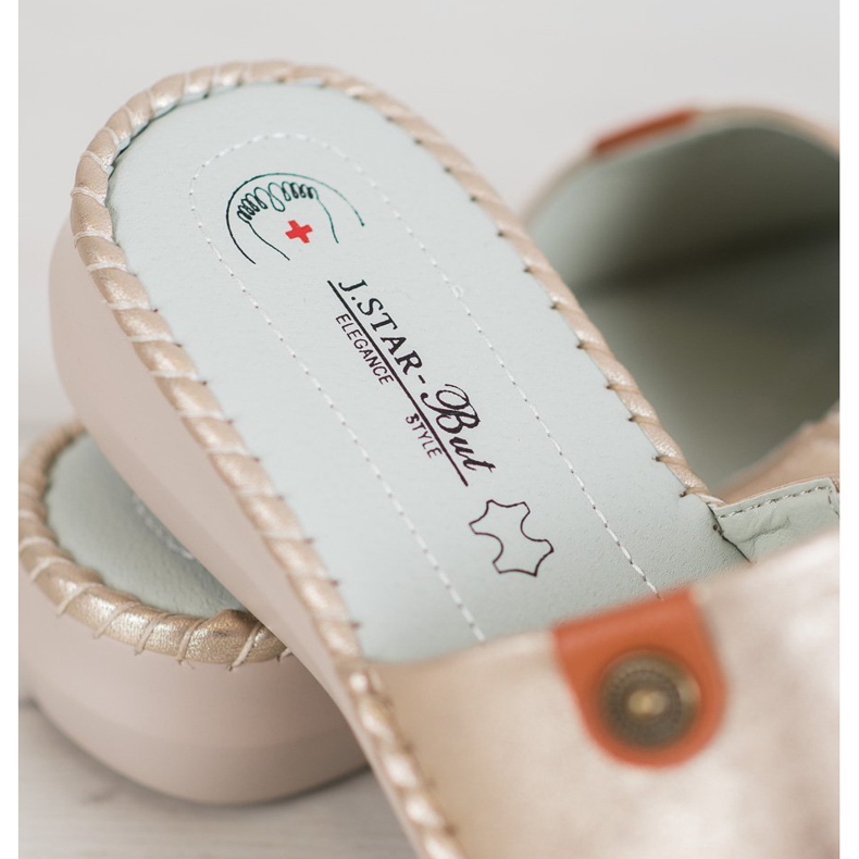 J. Star Alkalmi Eco bőr papucs aranysárga 1