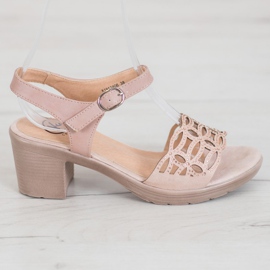 Kylie Kényelmes szandál vastag posztón barna 2