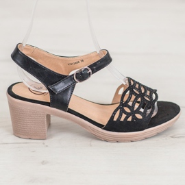 Kylie Kényelmes szandál vastag oszlopon fekete 2