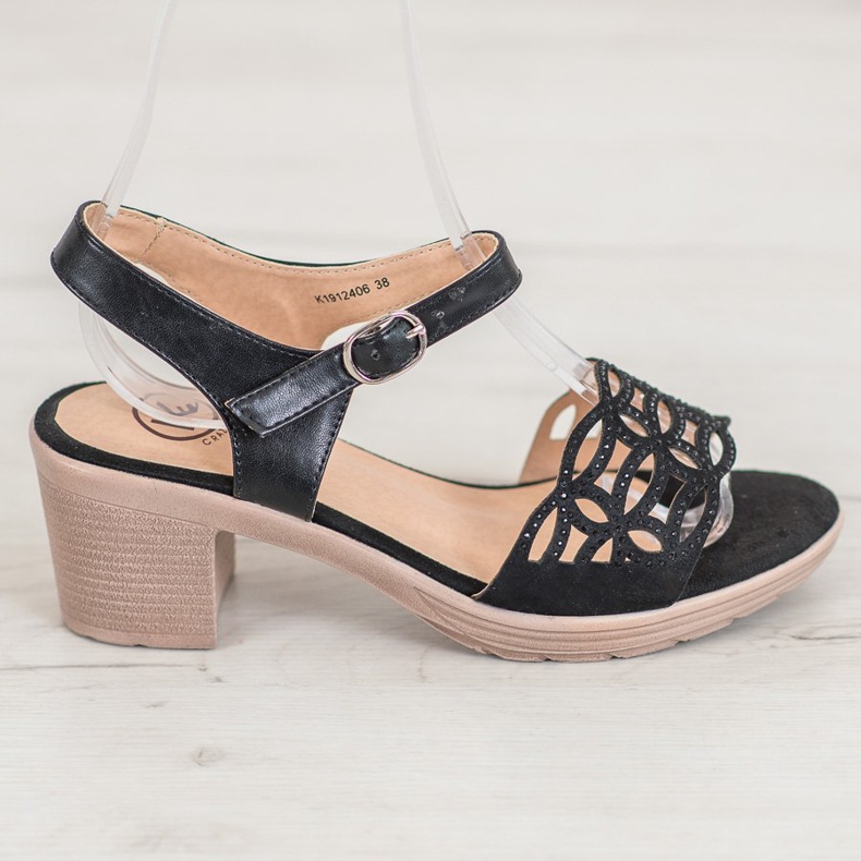 Kylie Kényelmes szandál vastag oszlopon fekete 2