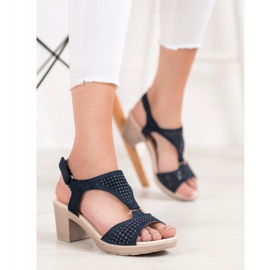 SHELOVET Kényelmes tépőzáras szandál kék 1