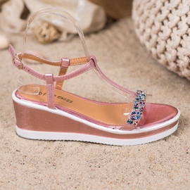 SHELOVET Stílusos ék ekológikus bőrrel rózsaszín 2