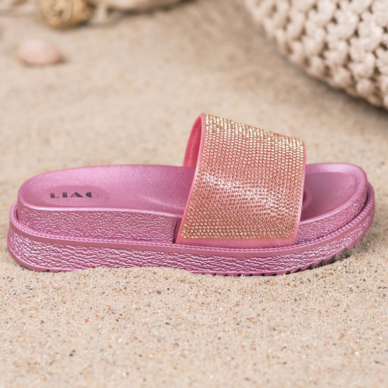 SHELOVET Papucs a magas platformon rózsaszín 2