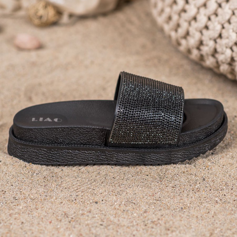 SHELOVET Papucs a magas platformon fekete 2