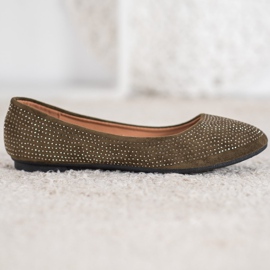 Diamantique Velúr balerinák kristályokkal zöld 2
