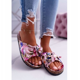 PS1 Női rózsaszín papucs a parafa virágokon Wendy íja sokszínű 2