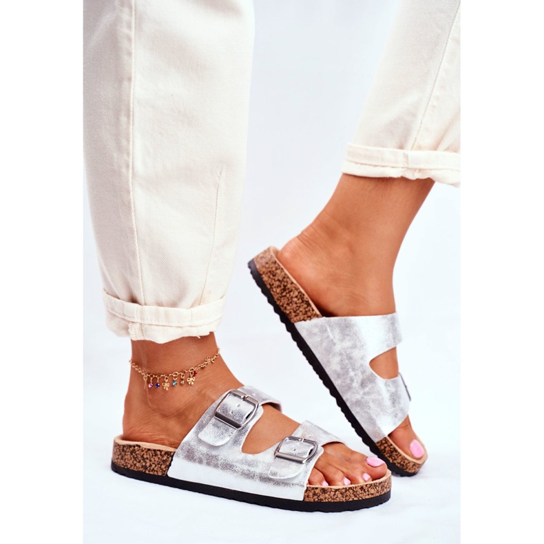 EVE Női papucs csatokkal Ezüst Vivio szürke 2